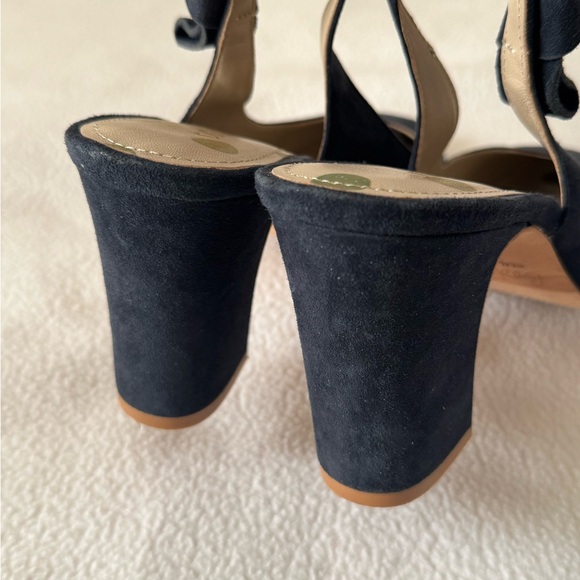 Boden Sena block heel Navy suede sling back heels size 38/7.5-8 - Picture 6 of 9
